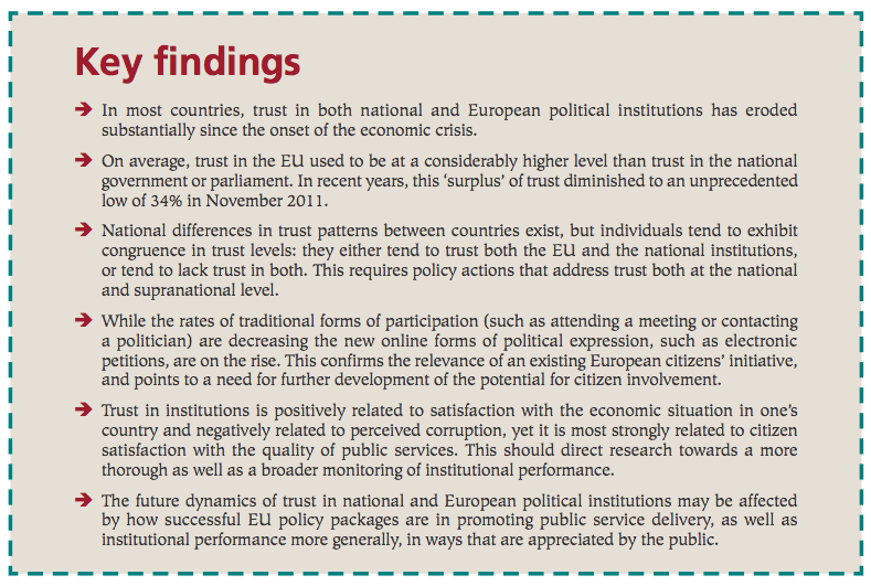 Key findings on trust in Europe